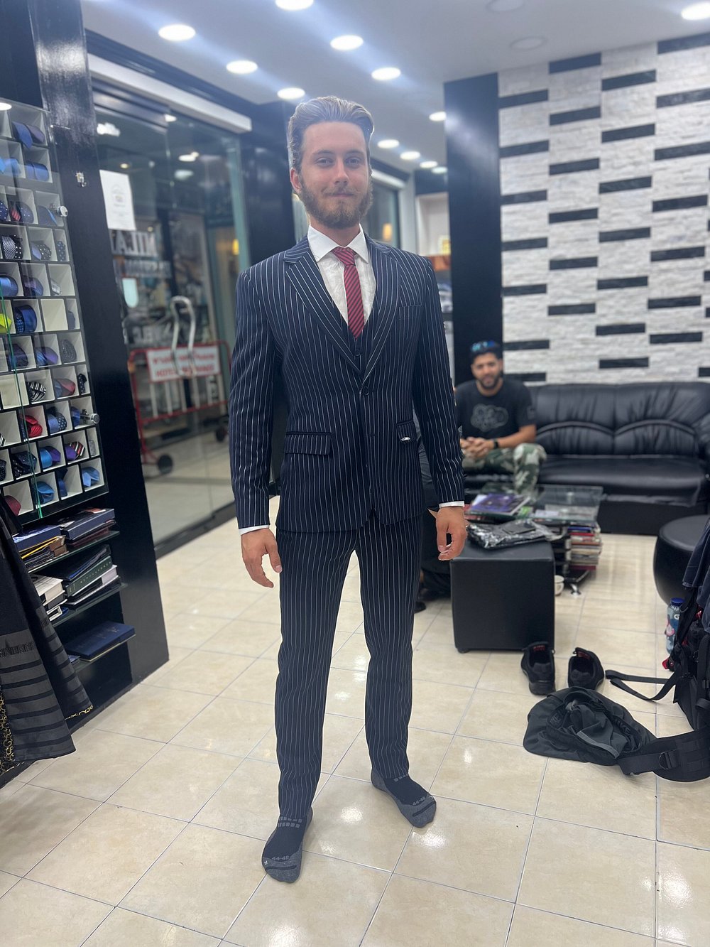 Client in tailored suit