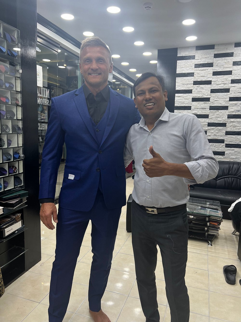 Client in custom suit